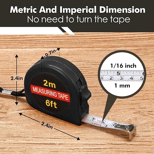Copkim 50 Pcs 6 FT Mini Tape Measure Retractable Bulk Small Measuring Tape Pocket Size Measurement Tool for Operation Christmas Items Party Favor Gifts Stuffers for Men(Black)