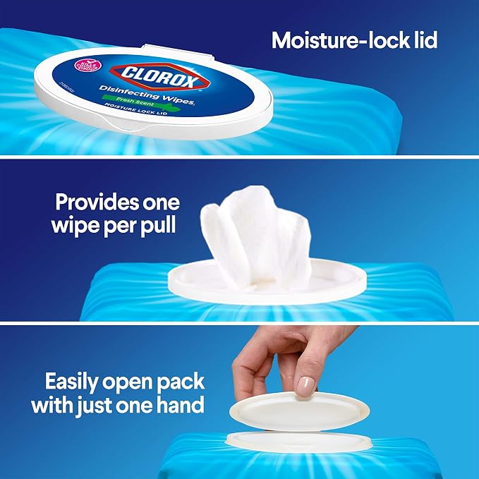 Clorox Disinfecting Cleaning Wipes Flex Pack, Bleach Free, Crisp Lemon, 75 Count (Pack of 2)