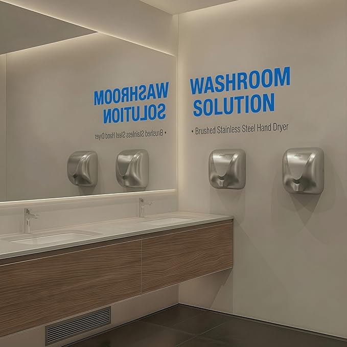 Commercial Hand Dryer for Bathroom, Automatic Wall Mounted Stainless Steel Electric Hand Dryer for Restrooms, Offices, Hotels, Restaurants & Public Facilities, Silver