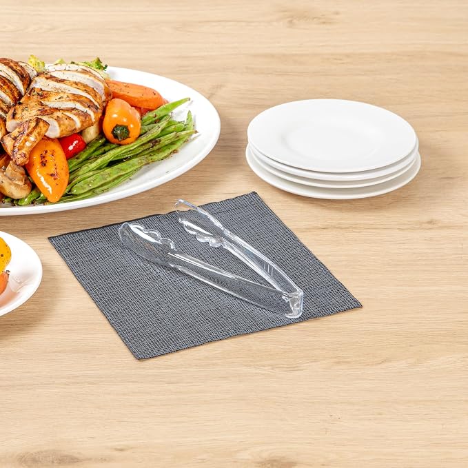 Restaurantware Tongs 100 Pack Of 7 1/2” Heavy-Duty Plastic Kitchen Tongs with Scalloped Edges Disposable Clear Serving Utensils for Hot And Cold Foods Catered Events, Weddings, or Buffets