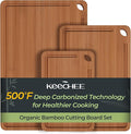 Keechee Bamboo Cutting Board, Wood Chopping Block & Charcuterie for Kitchen | Deep Juice Grooves, Built-in Handles, Non Toxic Butcher Block for Meat, Vegetables, Cheese and Fruits, Gifts Ready