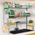 Kitsure Adjustable Over The Sink Dish Drying Rack, 31.5" -39.4" x 30.3" | Sink Drying Rack for Kitchen Sink, Dish Rack Over Sink with Cutlery & Utensil Holders, Kitchen Storage, Grey