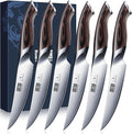 HOSHANHO Steak Knives Set of 6, 4.5 Inch Non Serrated Steak Knife Set | Ultra Sharp Japanese High Carbon Steel Kitchen Steak Knives with Ergonomic Handle, Ideal Gifts