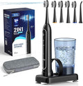 Electric Toothbrush with Water Flosser Combo, 2-in-1 Flosses and Sonic Toothbrush, Flossing Toothbrush for Adults, Cordless Water Flosser for Home and Travel, Portable Travel Case Included