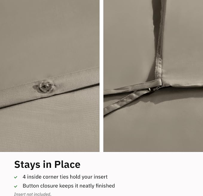 California Design Den 3-Piece Duvet Cover Set King - 400 Thread Count, 100% Cotton Sateen, Soft Duvet Cover Sets King Size Bed, Button Closures, Corner Ties, Durable Bedding - Taupe