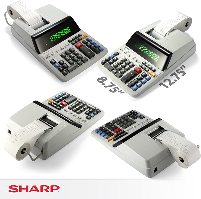 Sharp EL-1197PIII Heavy Duty Color Printing Calculator with Clock and Calendar