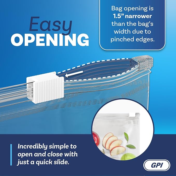 1000 Count - Slider Zip Food Storage Sandwich Bags, 7" x 9" 3 Mil Heavy Duty, Strong & Durable For Freezer Storage, For Sandwiches, Snacks & More. GPI