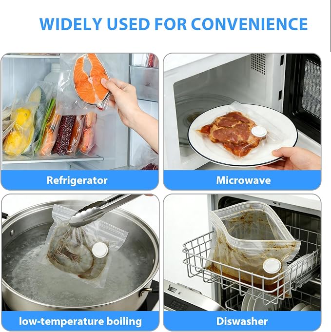 MOMODA Sous Vide Cooking Bags - Set of 10 | BPA-Free Reusable Vacuum Seal Bags (10 Medium)