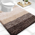 OLANLY Luxury Toilet Rugs U-Shaped 24x20, Extra Soft and Absorbent Microfiber Bathroom Rugs, Non-Slip Plush Shaggy Bath Mat, Machine Wash Dry, Contour Bathroom Mats for Toilet Base, Brown
