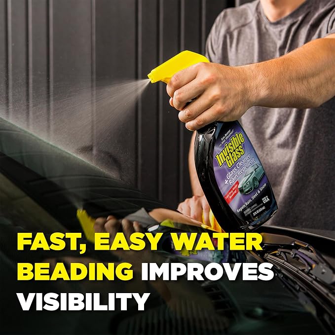 Invisible Glass 92184 Glass Cleaner + Rain Repellent 2-in-1 Windshield and Window Spray, Cleans Auto Glass, Repels Rain, Sleet, Snow, Improves Wet Weather Visibility – 22 fl oz