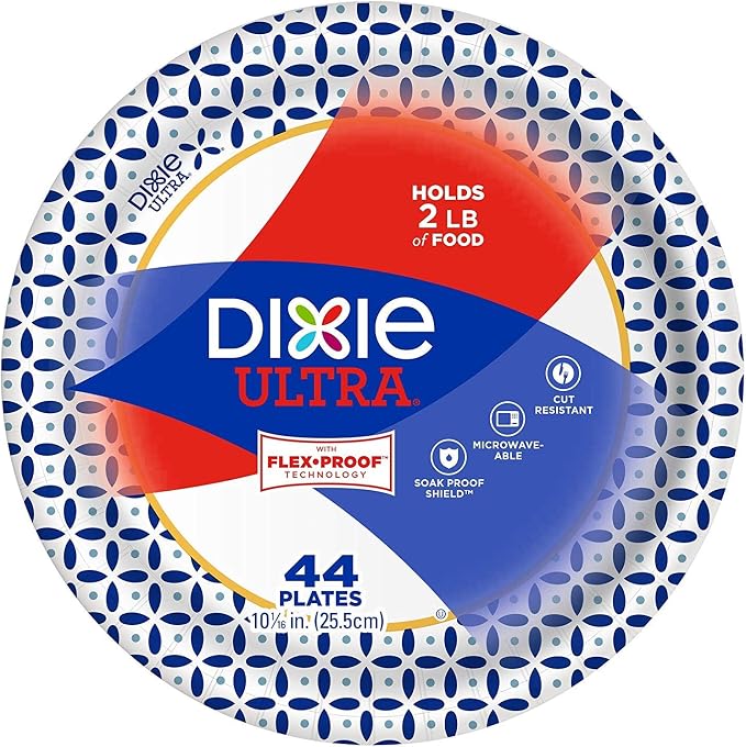 Dixie Ultra Heavy Duty Paper Plate & Bowl Bundle - Large Plates (44), Small Plates (44), Bowls (28)