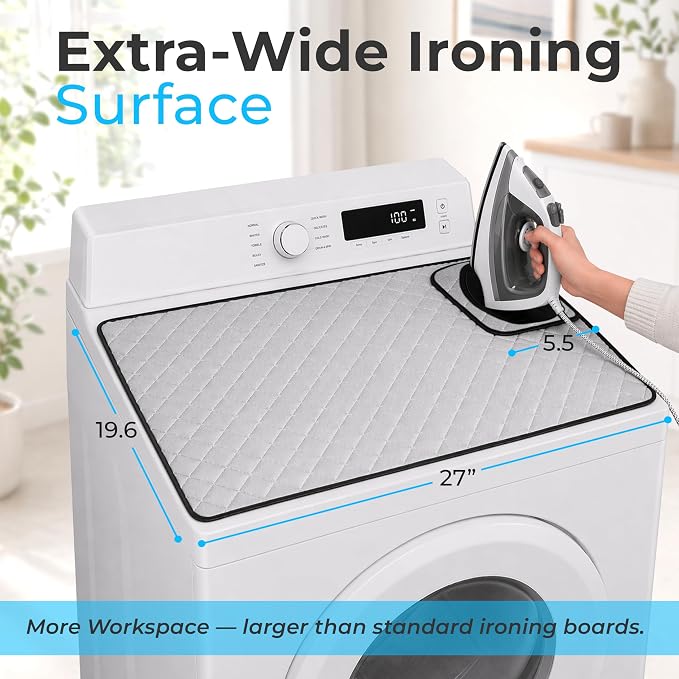 Handy Laundry Magnetic Ironing Mat, Change Any Flat Surface into an Ironing Board, Silicone Slip Resistant Iron Rest to Safely Place Your Hot Iron, Easy to Take Along When Traveling, (19 x 28 Inches)