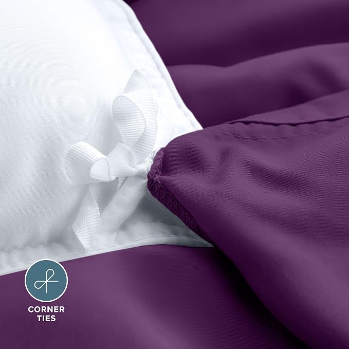Bare Home Bedding Duvet Cover Queen Size - Premium 1800 Super Soft Collection - Lightweight, Cooling Duvet Cover - Soft Breathable Bedding (Queen, Plum)