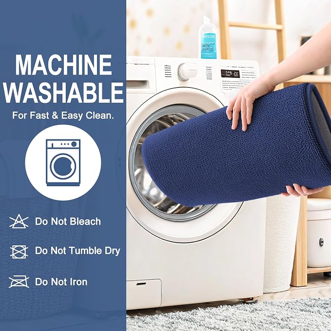 OLANLY Memory Foam Bathroom Runner Rugs 44x24, Long Mats, Twilight Sapphire | Soft Quick Dry Bath Mats, Non-Slip, Absorbent Machine Washable Mat for Bathroom Floor, Tub and Shower, Home Decor Accessories