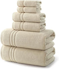 REDKISS Beige Towels Set 6 Piece Cotton Towel Sets with 2 Bath Towels, 2 Hand, 2 Washcloths, 650GSM Hotel Quality, Soft, Highly Absorbent Towels for Bathroom Gym, Ideal Everyday Use