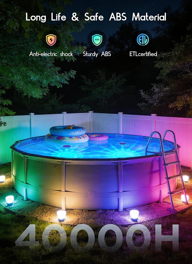 Solar Floating Pool Lights 1 Pack, Remote Control RGBWW 12 Lighting Modes | 3 Dimming & Timing IP68 Waterproof, Floating Solar Pool Lights for Above Ground Pools Inground Pool Accessories