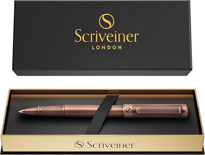 Scriveiner Copper Rollerball Pen - Stunning Luxury Pen, Schmidt Ink Refill, Best Roller Ball Gift Set for Men & Women, Professional, Executive Office, Nice Pens