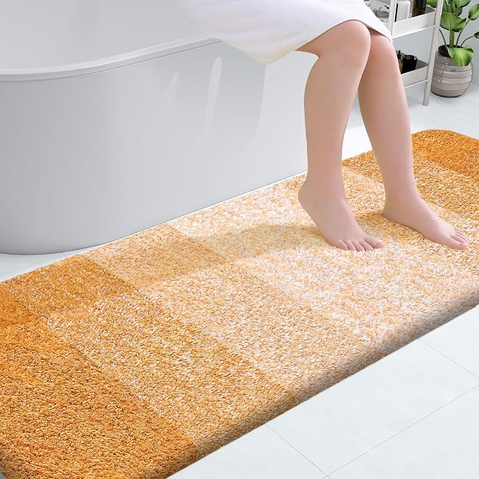 OLANLY Bathroom Runner Rugs Mat 70x24, Extra Soft Absorbent Microfiber Bath Rugs, Rubber Backing, Quick Dry, Washable Long Bath Mats for Bathroom, Tub and Shower, Home Decor Accessories, Golden Yellow