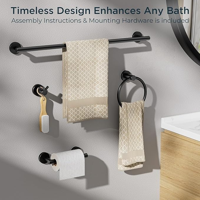 FORIOUS Bathroom Hardware Accessories Set, SUS304 Stainless Steel Towel Bar Set, Modern Towel Racks Holder for Bathroom, Toilet Paper Holder Wall Mounted 4 Pieces(30" Bar, Brushed Nickel)