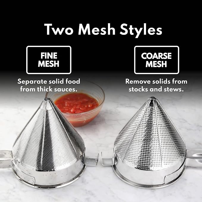 New Star Foodservice 34127 18/8 Stainless Steel China Cap Strainer, 10-Inch, Fine Mesh