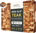 Teak Wood End Grain Cutting Board for Kitchen with Non-slip Feet, Heavy Duty Checkered Cutting Board Upgraded Chopping Board with Juice Groove & Handle Large Wooden Butcher Block with Gift Box