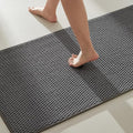 TYUU Bathroom Rugs Non Slip Washable, Super Absorbent Thin Bath Mat Quick Dry Low Pile Bathroom Rug, Dark Grey 20"x48"