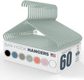 Plastic Hangers 50 Pack (60 Count) – Made in the USA – 6lb Capacity Standard Clothes Hangers with Strap Hooks for Dresses, Lingerie, Shirts, Pants, and Jackets – Mint