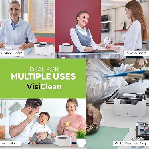 Ultrasonic Cleaner, Professional Ultrasonic Jewelry Cleaner for Diamond Ring, Silver, Gold, Earrings, Necklaces, Glasses, Denture, Retainer, Cpap, Coins, Mouthguard, Razors - VisiClean