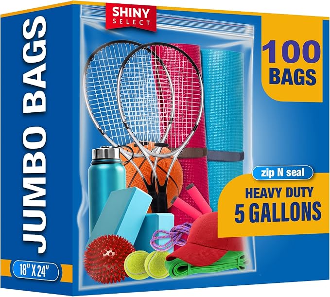 Extra Large, Jumbo Clear Storage Plastic Bags, 18"x24" 5 Gallon Size Bags for Moving, Freezer, 100 Count