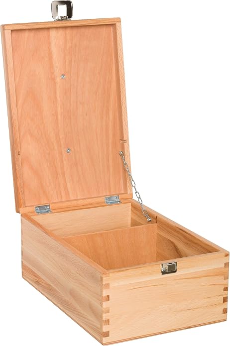 Redecker Oiled Beechwood Shoe Cleaning Box with Folding Lid, 13-1/4 x 9 x 5-3/4-Inches - Wooden Shoe Cleaning Box Storage - Shoe Shine Box Wood - Boot Shine Box - Shoe Shine Box Vintage