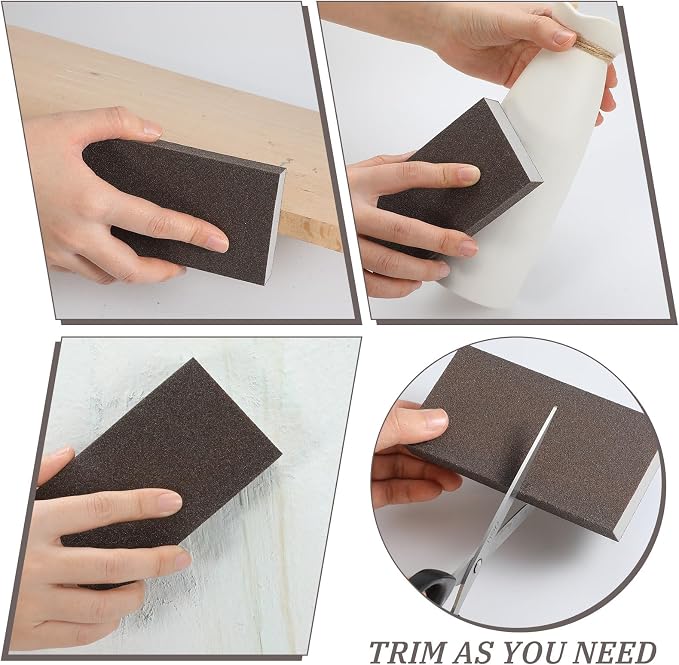 Gisafai 100 Pcs Dual Angle Sanding Sponge Bulk, 60/100 Grit Double Sided Reusable Washable Sponge Sandpaper Block for Drywall, Wood, Metal, Glass, Med/fine