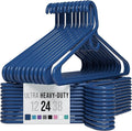NEATERIZE Thick Heavy Duty Hangers - Navy Plastic Clothes Hangers 24 Pack - Great for Coat Hanger, Jackets Jeans & Suit Hanger for Closet - New Apartment Essentials Percheros Ganchos para Colgar Ropa
