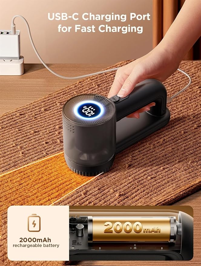 BAHREL Rechargeable Fabric Shaver, 2 in 1 Electric Lint Remover with Lint Brush, Fuzz Lint Shaver, Sweater Shaver to Remove Pilling, Fabric Defuzzer for Clothes, Furniture (Color : Black)