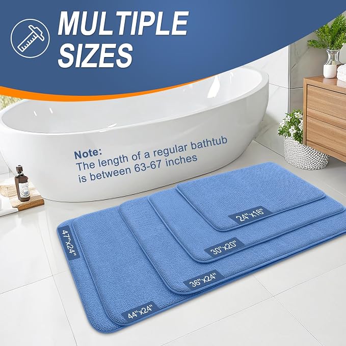 OLANLY Memory Foam Bathroom Rugs 30x20, Absorbent Bath Mat, Cornflower Blue | Soft Quick Dry Bath Rugs Mats, Non-Slip, Machine Washable Carpet for Bathroom Floor, Tub and Shower, Home Decor Accessories