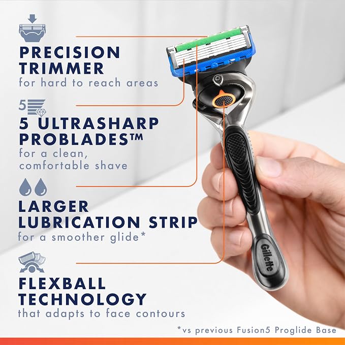 Gillette Fusion5 ProGlide Men's 5-Blade Razor Blade Refills with Precision Trimmer, 10 Count