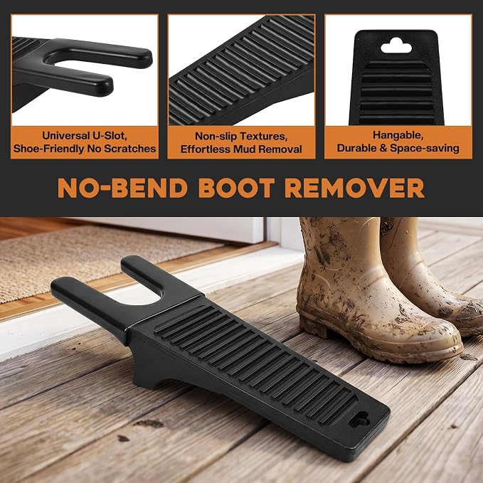 4Pcs Outdoor Heavy Duty Boot Scraper Brush Scrubber Boot Jack Shoe Cleaner Shine Brush with Cleaning Cloth(Style C)