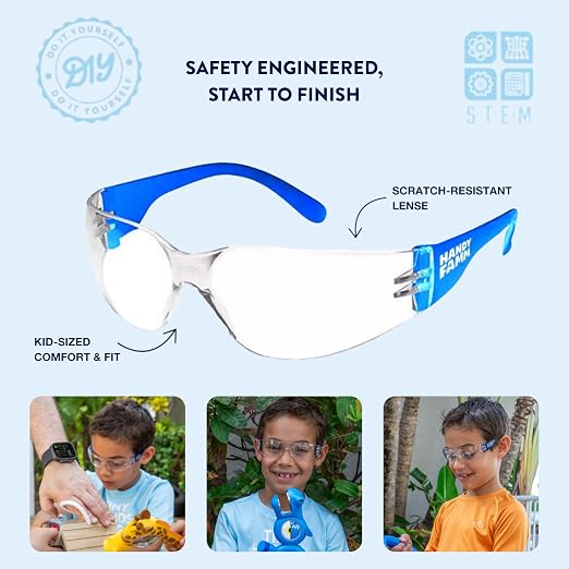 Handy Famm Kids Tape Measure & Safety Glasses Bundle – 2 8ft Bird Measuring Tape for Children, STEM DIY Learning Tool with 2 Safety Goggles, Ages 3+