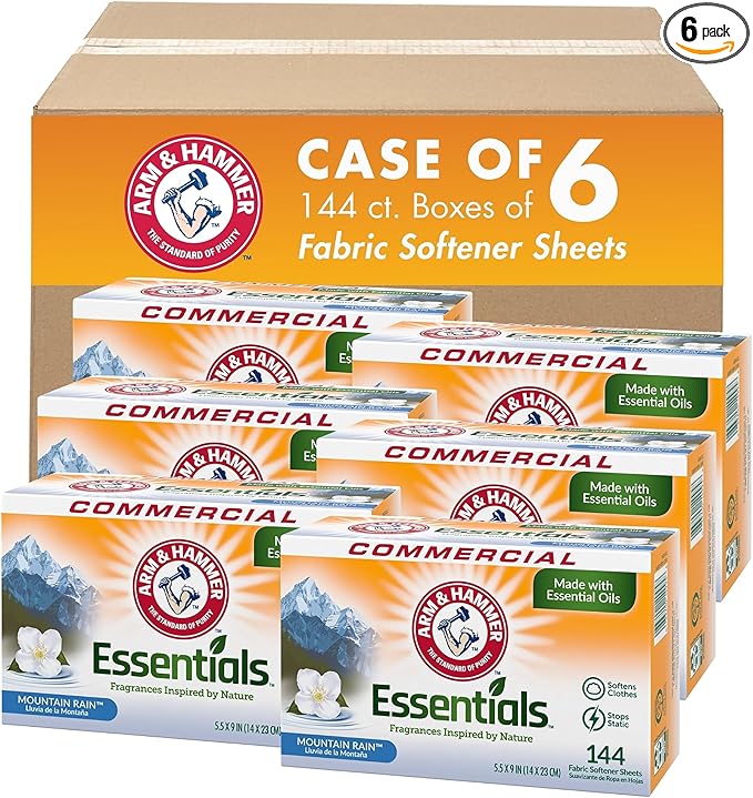 Arm & Hammer Essentials Fabric Softener Sheets-Mountain Rain-144ct