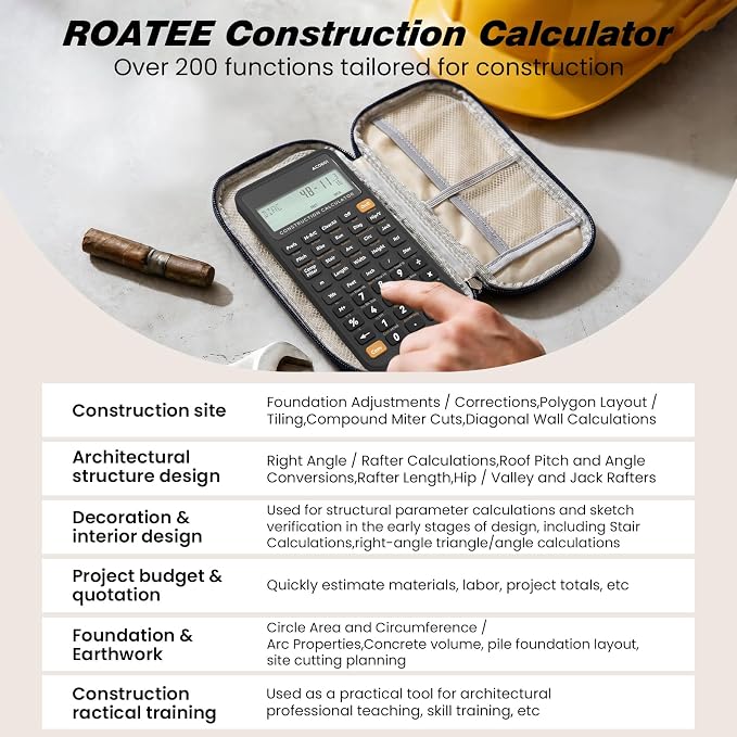 ROATEE Construction Calculator with Case for Carpenter, Framer, Remodeler | With Case, For Carpenter, For Framer, For Remodeler