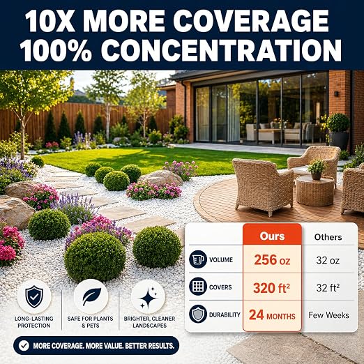 Teexpert Rock Glue for Landscaping: 255OZ Concentrated Gravel Glue and Pea Gravel Binder, Clear Drying Pebble Stone Adhesive for Slopes, Paver Gaps, Garden Walkways, Patios and Outdoor Borders
