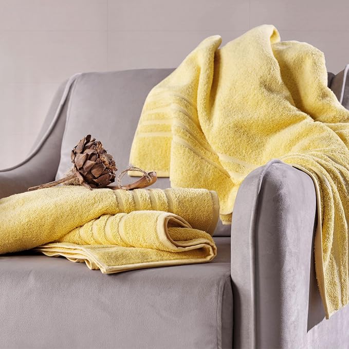 Hawmam Linen Jumbo Large Bath Sheets Towels 2 Pack Soft and Absorbent, Premium Quality 100% Cotton Towels (Yellow, Bath Sheet)