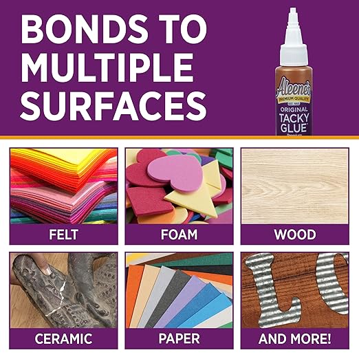Aleene's Original Tacky Glue Mini-Bottle, All Purpose Adhesive, Perfect for Crafts and DIY Projects, Dries Fast and Clear, .66 fl oz 18-Pack