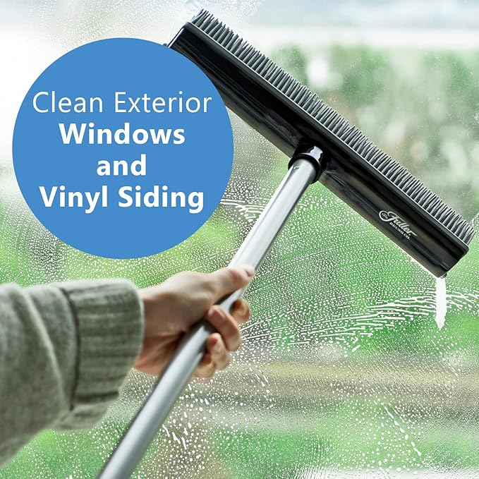 Fuller Brush Rubber Broom – for Carpets Floors Stairs Upholstery – Electrostatic Action Removes Pet Hair Lint Fuzz Dirt Particles – Built-in Squeegee Tackles Wet Messes (Broom Head)
