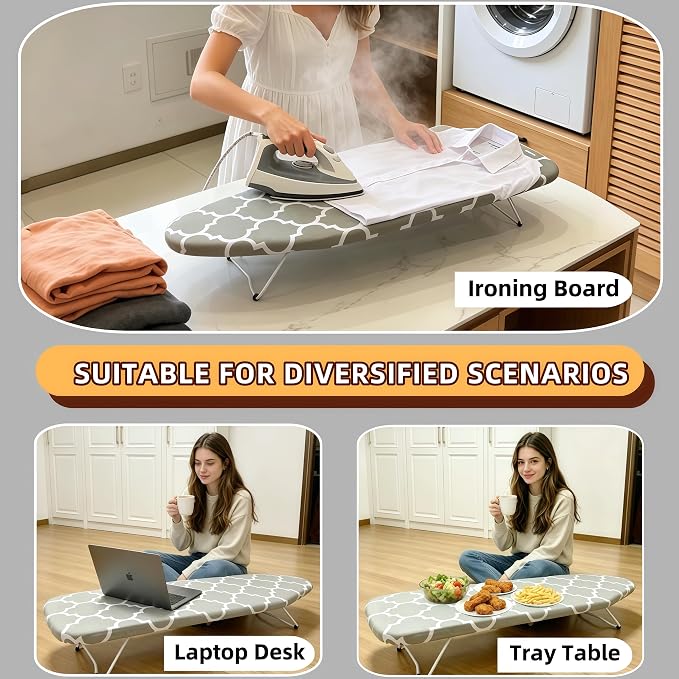 Tabletop Ironing Board with Heat Resistant Cover and Pad,30x12Inch | Heavy Duty Ironing Board with folding legs, Hook for Hanging, Portable Folding Mini Iron Board for for Dorm Apartment Travel