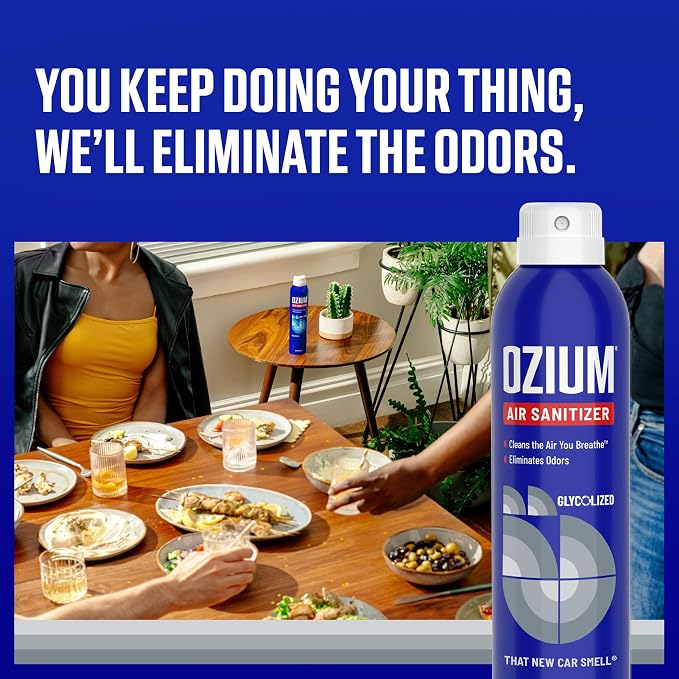 Ozium Air Sanitizer Spray - Room Odor Eliminator for Home, Car, and Office - New Car - 8 oz Can - 1 Pack