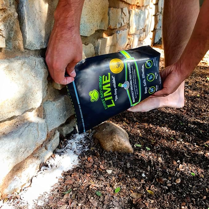 First Saturday Lime Insect Deterrent 20LB | Monthly Insect Barrier | Multi-Purpose Natural Repellent for Outdoors | Deters Ants, Ticks, Fleas & Others