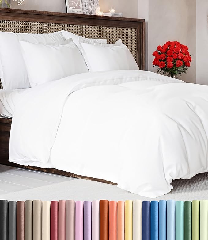 Duvet Cover Full Size Set - Extra Soft Full Duvet Cover 80" x 90" with 2 Pillow Shams for Women, Men, Kids & Teens - Hotel Luxury, Easy-Care w/ Zipper Closures & Ties - Comfy and Breathable (White)
