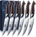 HOSHANHO Steak Knives Set of 6, Ultra Sharp 4.5 In Serrated Steak Knife Set | Japanese High Carbon Stainless Steel Kitchen Steak Knives with Ergonomic Pakkawood Handle, Ideal Gifts