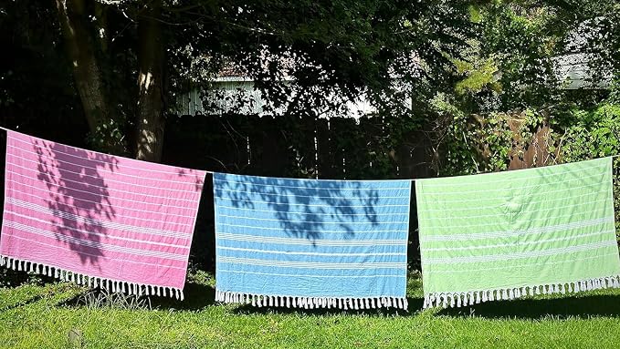 HAVLULAND Turkish Beach Towels, Set of 12, Oversized 72"x40" - Blue | Soft Hammam Peshtemal, Sand Free, Quick-Dry, Absorbent Bath Towel | Lightweight & Compact for Travel, Pool, Gym, Spa