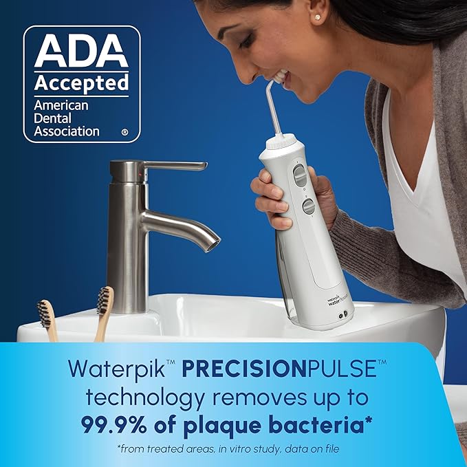 Waterpik Cordless Pearl and Sensonic Rechargeable Electric Toothbrush and Water Flosser Combo, Complete Dental Care for Teeth, Gums, Braces and Travel – ADA Accepted, White